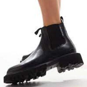 Allsaints Womens Ada Chelsea Boots Black Leather Lightweight size 39.5/9.5